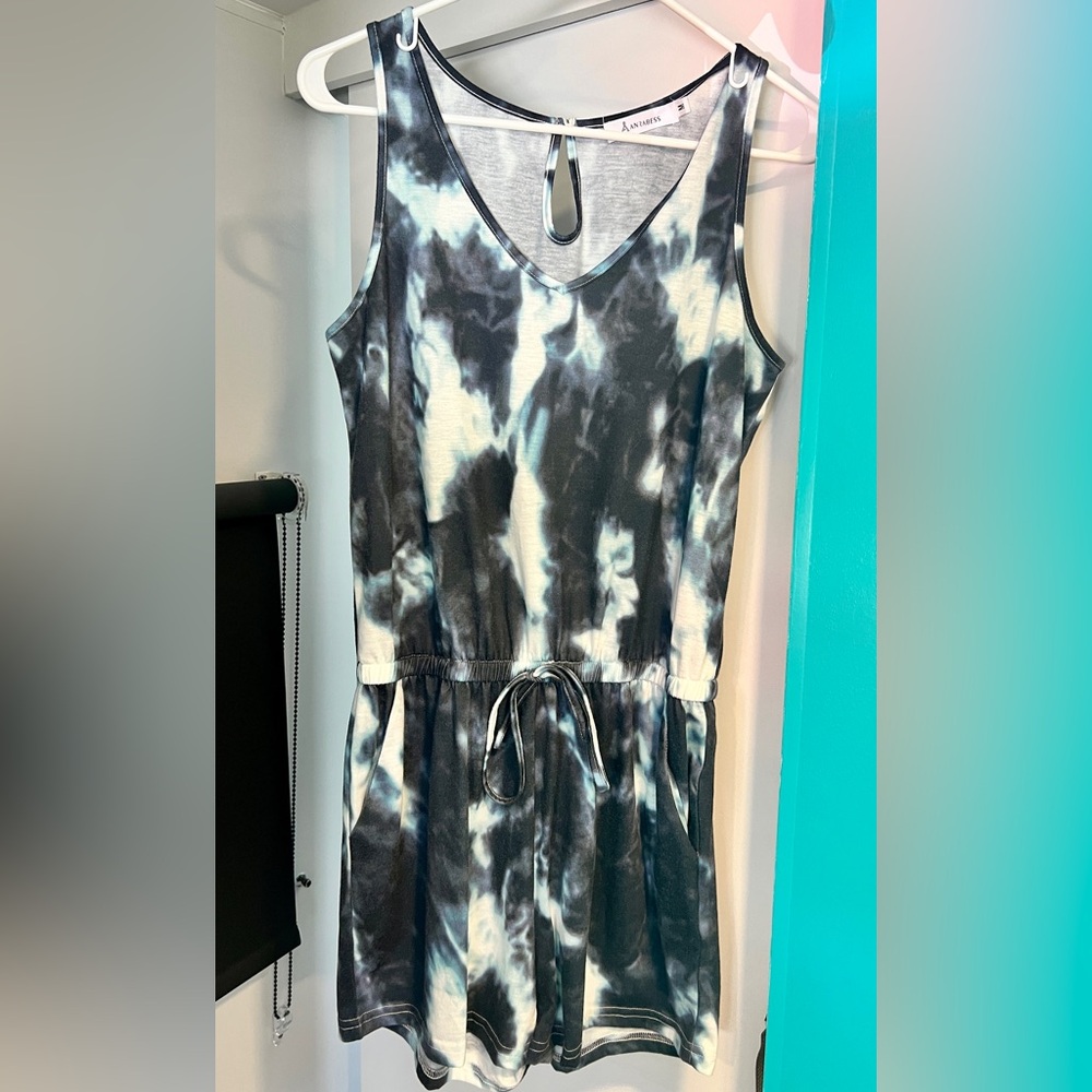 ANRABESS Summer Tie Dye V Neck Romper